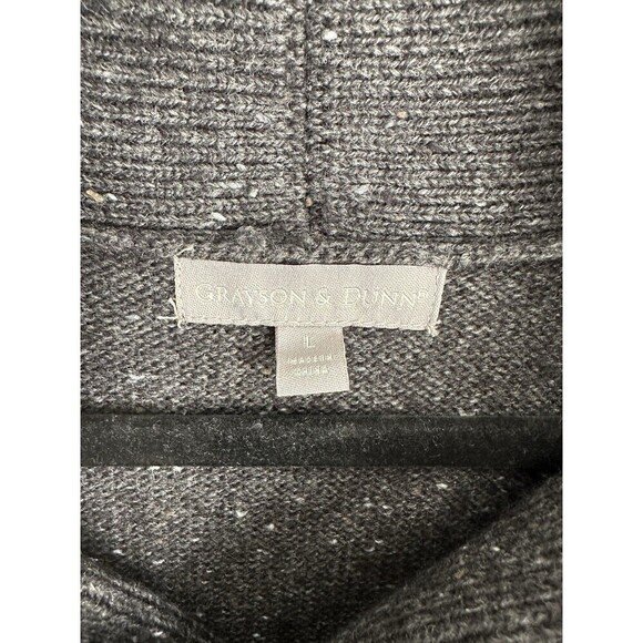 Grayson & Dunn Wool Sweater Men's Size Large Collared Button Elbow Pads Gray - Picture 3 of 7